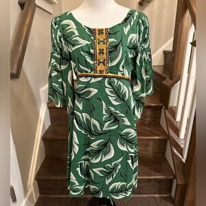 Anthropologie Vanessa Virginia Whimsical Print Leaf Musa Dress Size 2